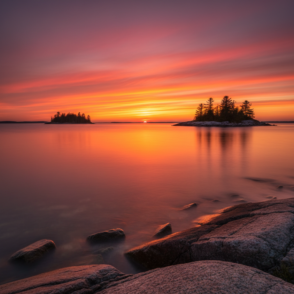 Sunset over Georgian Bay viewed from Collingwood waterfront