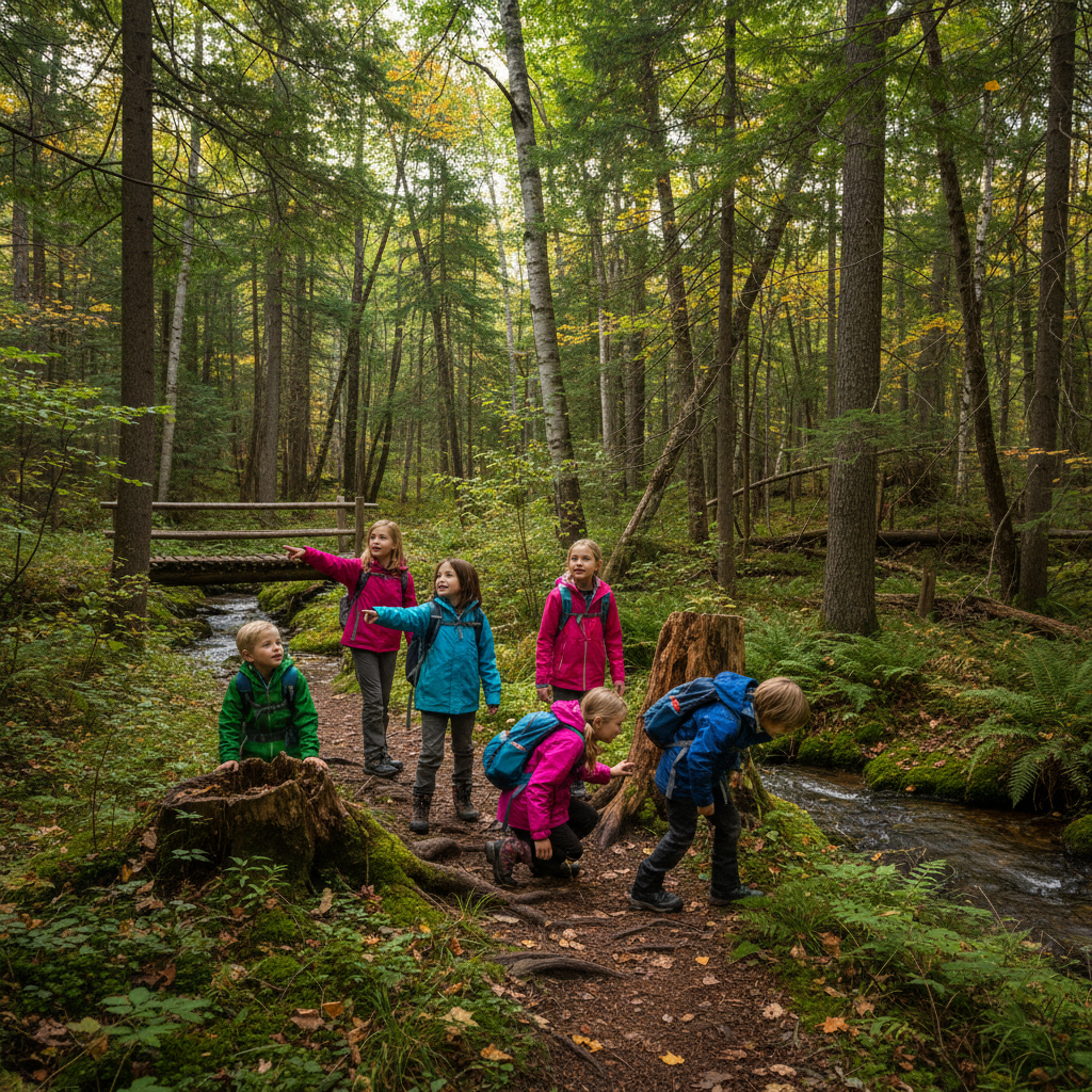 Children exploring the rock passages at Scenic Caves Nature Adventures above Collingwood
